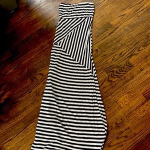 Long Strapless Striped Dress